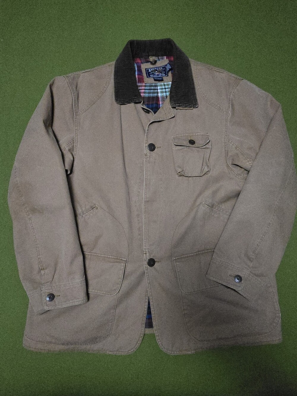 American Living Brown Canvas Field Jacket with Corduroy Collar
